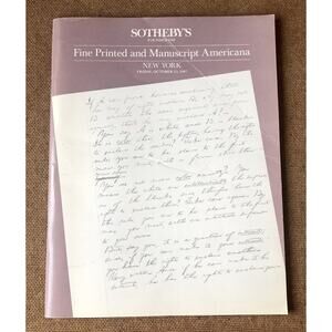 Vintage 1987 Sotheby’s NY Auction Catalog Americana Letters Manuscripts Lincoln